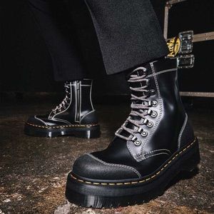 NWT!! “RETIRED” DR. MARTENS MORENO BEX SMOOTH LEATHER PLATFORM BOOTS